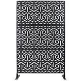 Outdoor & Indoor Privacy Screen Metal Privacy Screen 76' H×48' W, Freestanding Decorative Privacy Screen for Deck Balcony Patio, Privacy Fence Panels for Outside Lawn Garden PS115 BLACK SolidRoot Buy Furniture USA