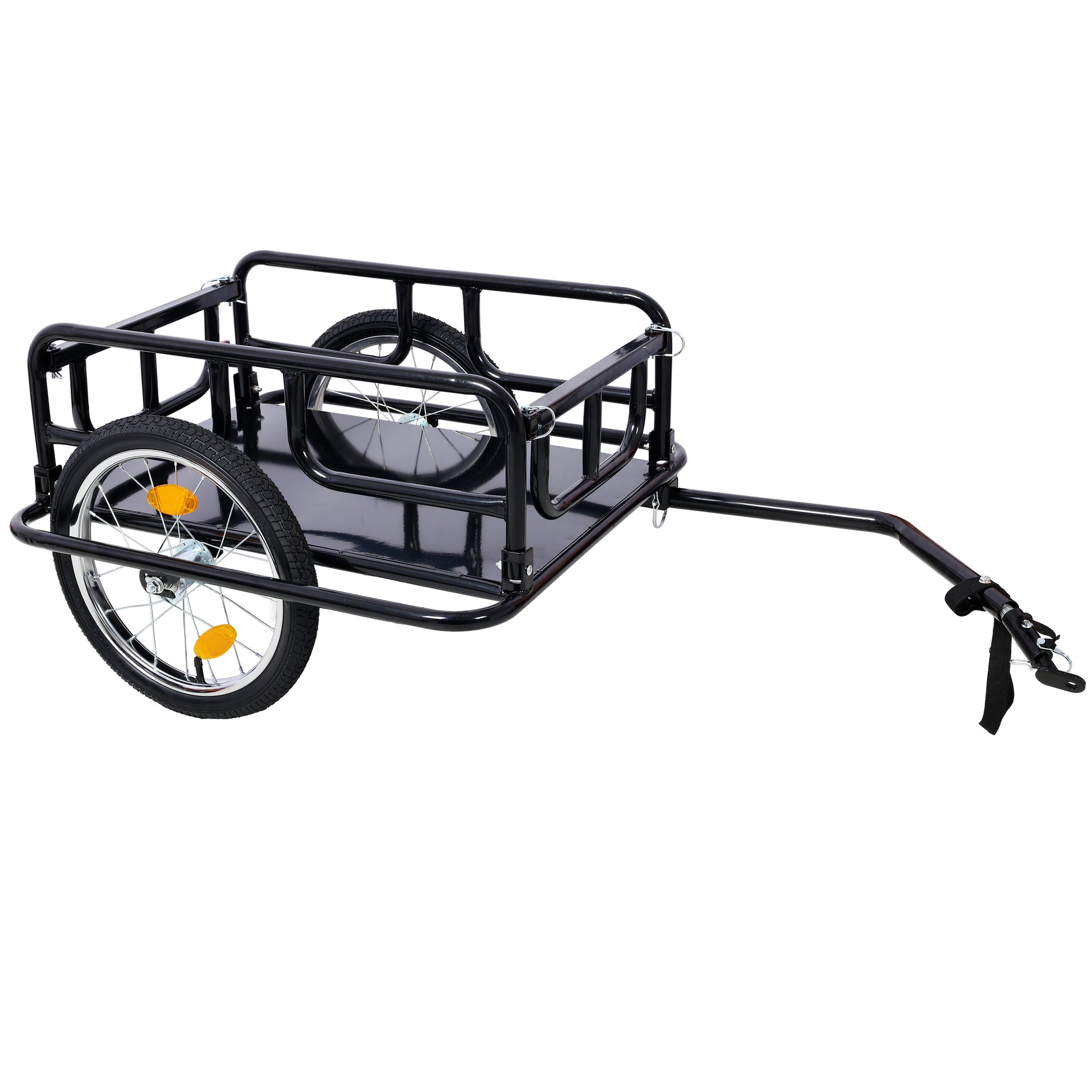 Foldable Bike Cargo Trailer with Universal Bike Hitch, Bicycle Wagon Trailer with 16' Wheels & Reflectors, Large Loading Bike Trailer Storage Cart SolidRoot Buy Furniture USA