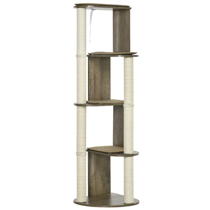 PawHut 65' Corner Modern Cat Tree Tall for Climbing, Large Multilevel Cat Tower with Scratching Posts, Small-Fit Kitten Tower with Sisal, Cream White - SolidRoot Buy Furniture USA