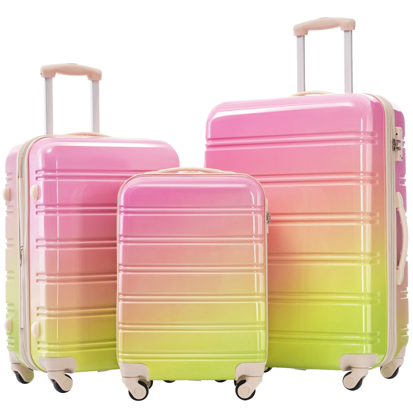 Hardshell Luggage Sets 3 Piece Gradient Color Expandable Suitcase with Spinner Wheels and TSA Lock Lightweight 20' 24' 28' Available,Pink+Green SolidRoot Buy Furniture USA