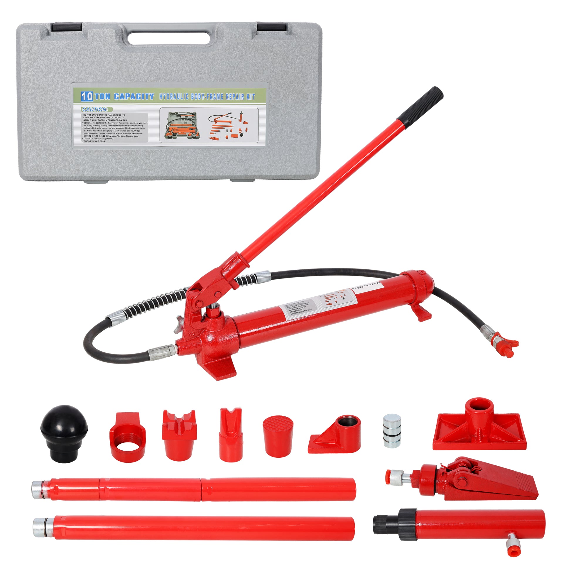 10Ton Porta Power Kit, Portable Hydraulic Jack with Oil Hose, Auto Body Frame Repair Kit with Storage Case for Car Repair, Truck, Farm SolidRoot Buy Furniture USA