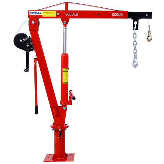 Hydraulic Pickup Truck Crane with Hand Winch  , Pickup Truck Bed Hoist Jib Crane- 2000-Lb. Capacity  Red SolidRoot Buy Furniture USA