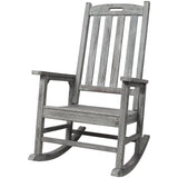Wooden Oversized Porch Rocker Chair With Wide Seat and Tall Backrest,High Back Smooth Rocking Chairs for Outdoor & Indoor,Light Grey Color SolidRoot Buy Furniture USA