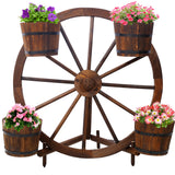 Wood wagon wheel barrel planter,Wagon Wheel Barrel Planter Display SolidRoot Buy Furniture USA