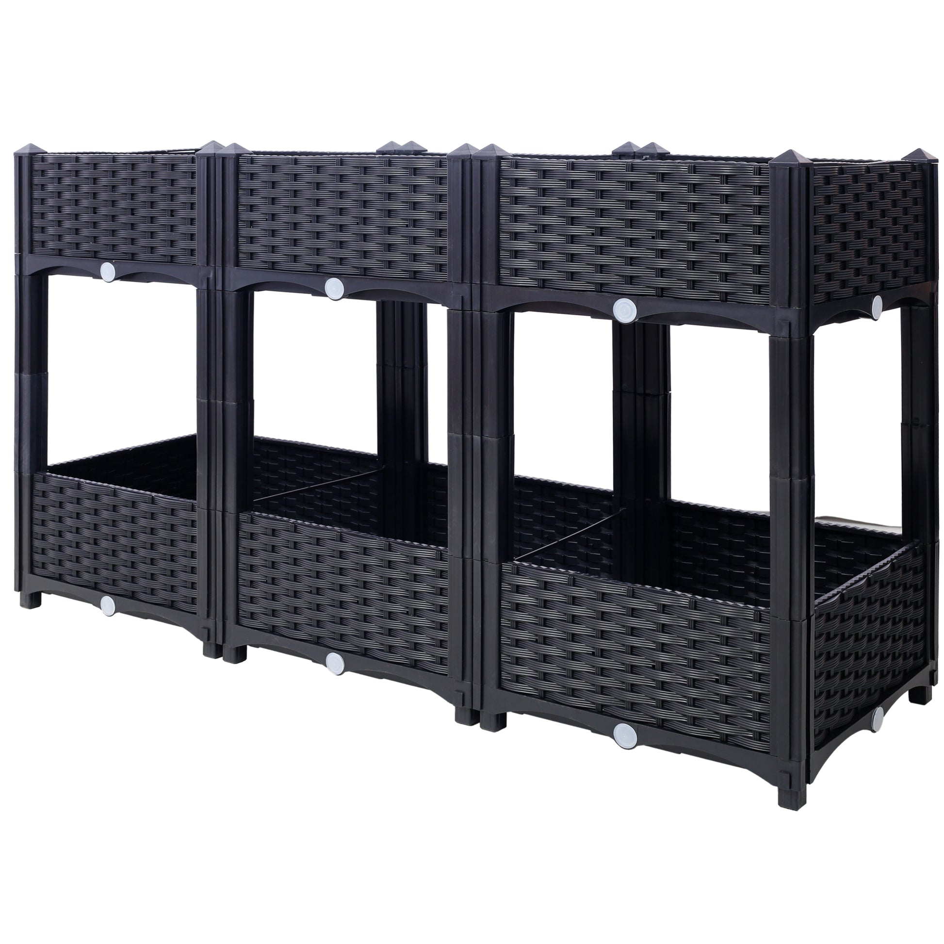 Planter Raised Beds - Elevated Planter Garden Box with Drainage Plug Raised Garden Beds for Vegetable/Flower/Herb Outdoor Standing Planter Beds Gardening Kit,Black,47.2'x15.7'x27.7' SolidRoot Buy Furniture USA