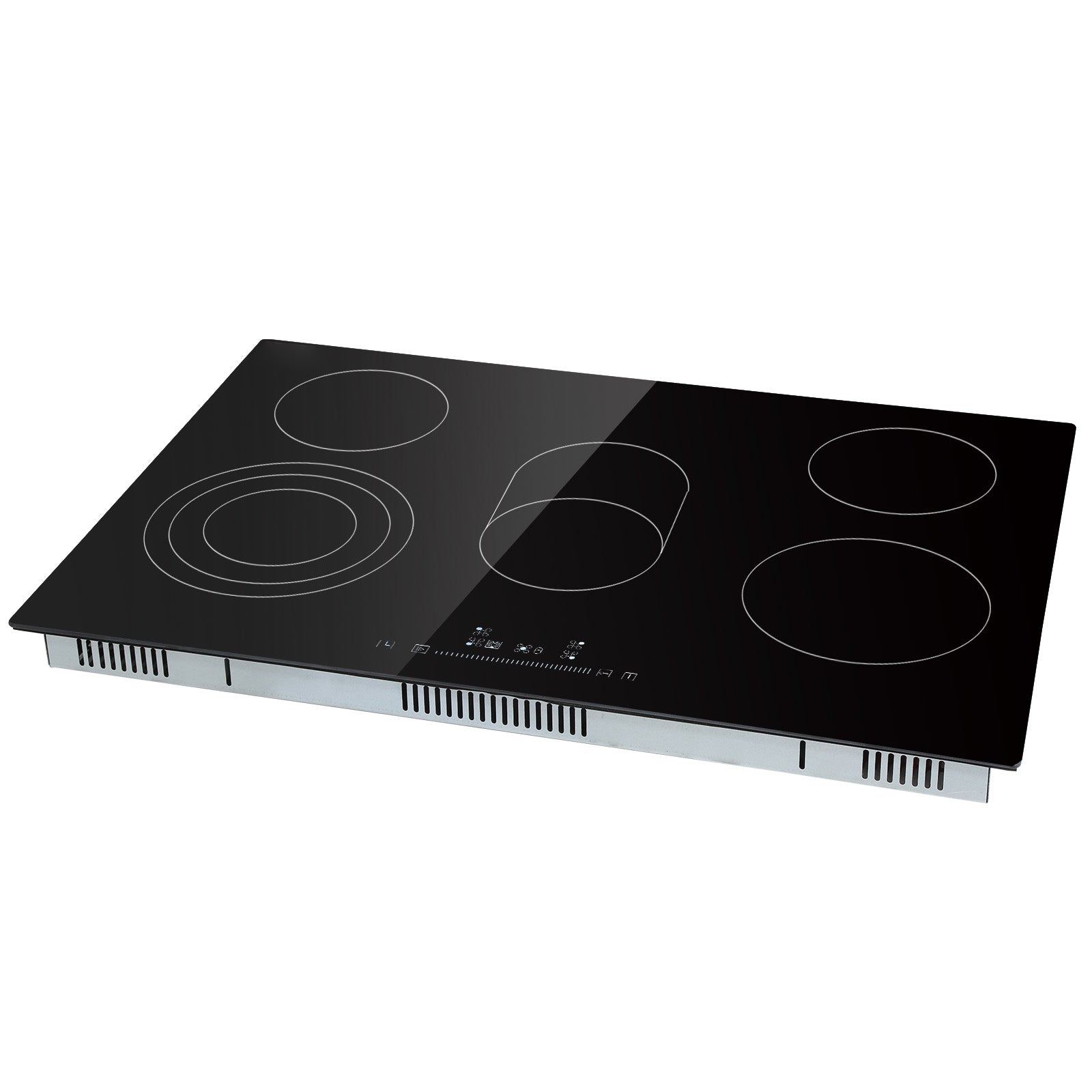 Built in Electric Stove Top, 30.3 x 20.5 inch 5 Burners, 240V Glass Radiant Cooktop with Sensor Touch Control, Timer & Child Lock Included, 9 Power Levels for Simmer Steam Slow Cook Fry - SolidRoot Buy Furniture USA