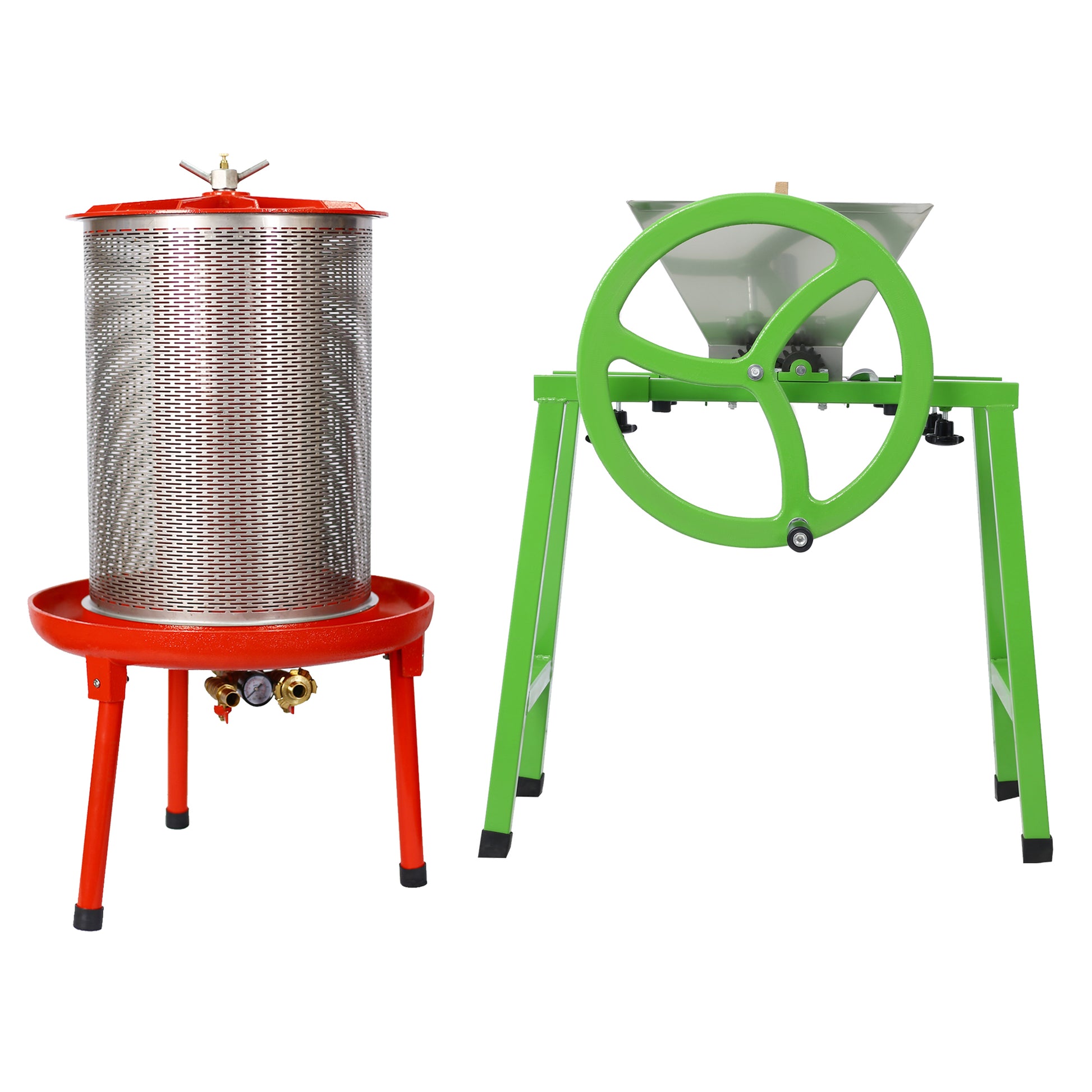 Hydraulic Fruit Wine Press with Apple Crusher - Water-Powered Cider Wine Press, Green Steel, 10.7 Gallon SolidRoot Buy Furniture USA