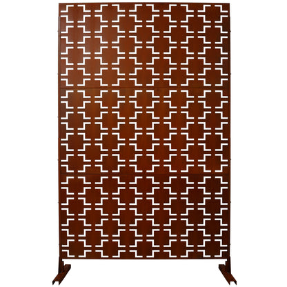 Outdoor & Indoor Privacy Screen Metal Privacy Screen 76' H×48' W, Freestanding Decorative Privacy Screen for Deck Balcony Patio, Rust Red Steel SolidRoot Buy Furniture USA