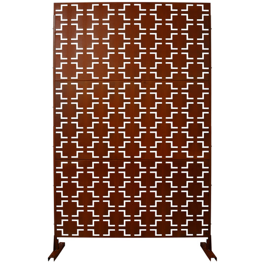 Outdoor & Indoor Privacy Screen Metal Privacy Screen 76' H×48' W, Freestanding Decorative Privacy Screen for Deck Balcony Patio, Rust Red Steel SolidRoot Buy Furniture USA