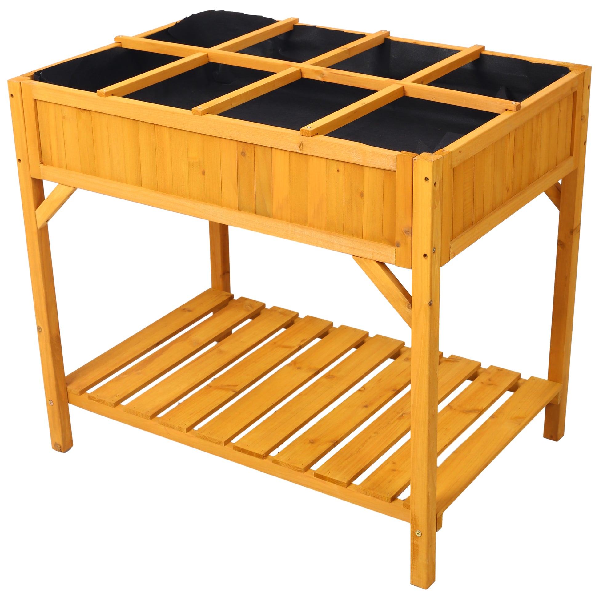 Raised Garden Bed with Legs, Wooden Elevated Planter Box with 8 Grids Divider & Protective Liner, Standing Garden Planter Bed for Vegetables Flowers Herbs on Deck Patio Backyard SolidRoot Buy Furniture USA