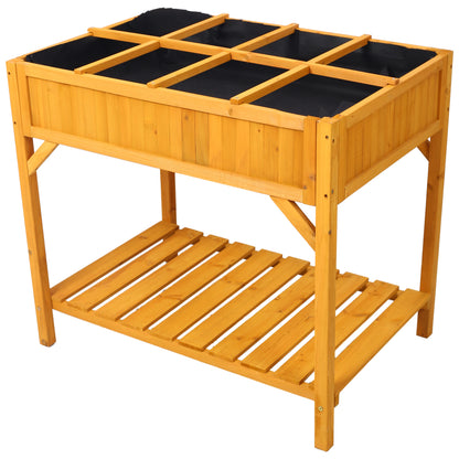 Raised Garden Bed with Legs, Wooden Elevated Planter Box with 8 Grids Divider & Protective Liner, Standing Garden Planter Bed for Vegetables Flowers Herbs on Deck Patio Backyard SolidRoot Buy Furniture USA