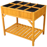 Raised Garden Bed with Legs, Wooden Elevated Planter Box with 8 Grids Divider & Protective Liner, Standing Garden Planter Bed for Vegetables Flowers Herbs on Deck Patio Backyard SolidRoot Buy Furniture USA