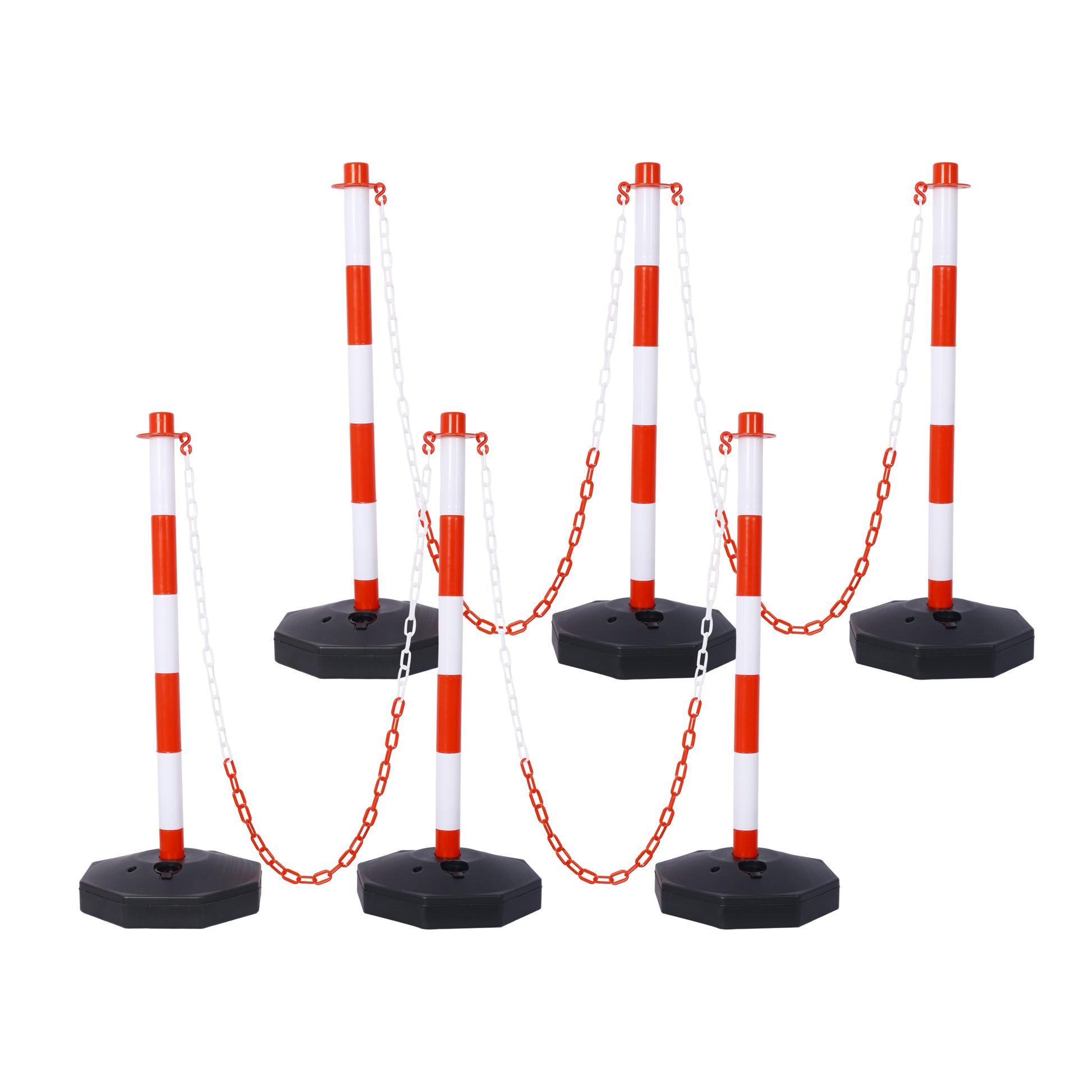 6 Pack Traffic Delineator Post Cones with Fillable Base, Adjustable Plastic Safety Barrier with 5Ft Plastic Chain, Outdoor and Indoor Crowd Control Stanchion for Traffic Control and warning W/R SolidRoot Buy Furniture USA
