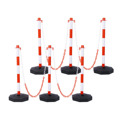 6 Pack Traffic Delineator Post Cones with Fillable Base, Adjustable Plastic Safety Barrier with 5Ft Plastic Chain, Outdoor and Indoor Crowd Control Stanchion for Traffic Control and warning W/R SolidRoot Buy Furniture USA
