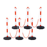 6 Pack Traffic Delineator Post Cones with Fillable Base, Adjustable Plastic Safety Barrier with 5Ft Plastic Chain, Outdoor and Indoor Crowd Control Stanchion for Traffic Control and warning W/R SolidRoot Buy Furniture USA