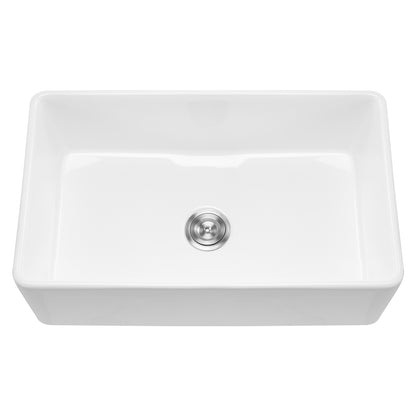 33.5x20 in Farmhouse Sink Undermount Kitchen Single Bowl Basin Fireclay White - SolidRoot Buy Furniture USA
