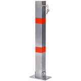 Q235 Steel Parking Bollard Pole Barrier with Lock, Gray, 27.6 Inches, Square Design SolidRoot Buy Furniture USA