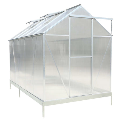 6.3'*10.2'*7' Polycarbonate Greenhouse, Heavy Duty Outdoor Aluminum Walk-in Green House Kit with Rain Gutter, Vent and Door for Backyard Garden, color aluminium SolidRoot Buy Furniture USA