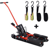 Hydraulic Motorcycle Lift Jack, 1500 LBS Capacity ATV Scissor Lift Jack, Portable Motorcycle Lift Table with 4 Wheels, Hydraulic Foot-Operated Hoist Stand for Motorcycle ATV UTV with tie down SolidRoot Buy Furniture USA