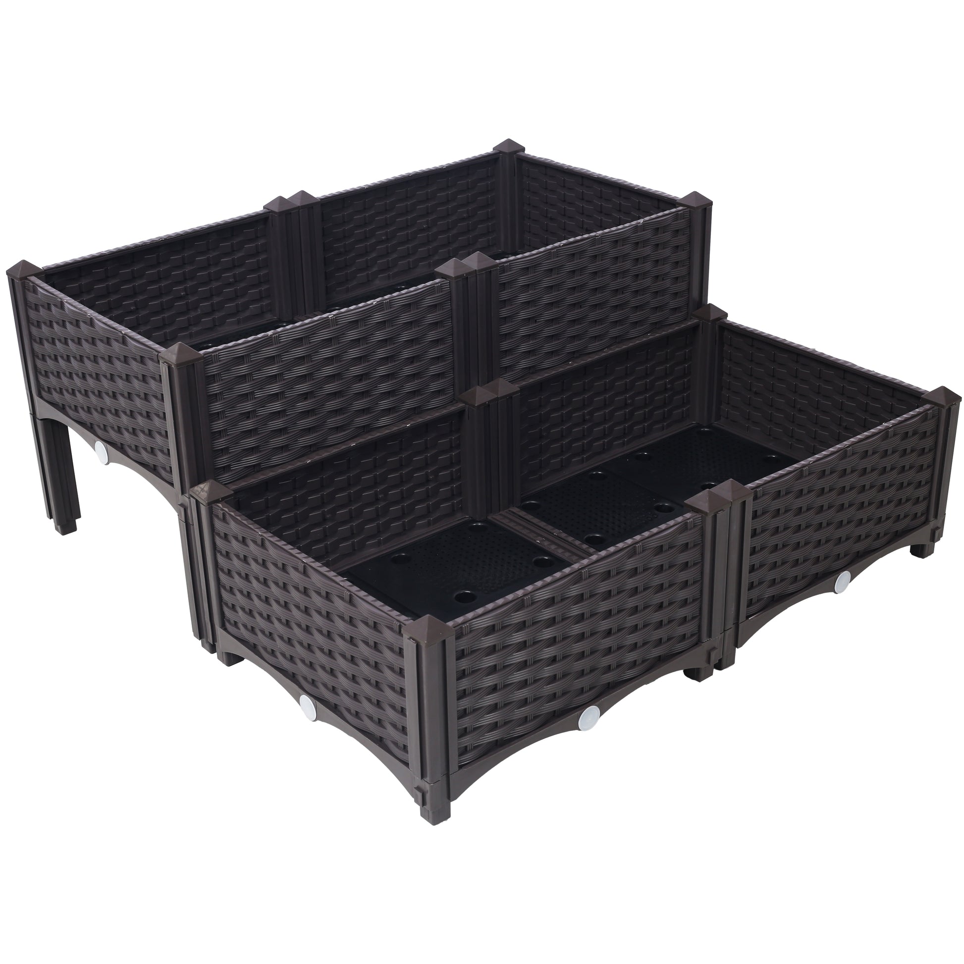 4 Piece Raised Garden Bed with Legs, Self-Watering Planter Box Raised Bed to Grow Flowers, Herbs & Vegetables, Brown SolidRoot Buy Furniture USA