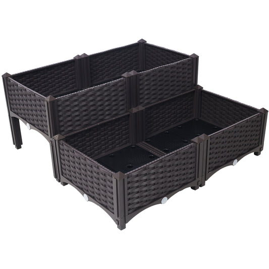 4 Piece Raised Garden Bed with Legs, Self-Watering Planter Box Raised Bed to Grow Flowers, Herbs & Vegetables, Brown SolidRoot Buy Furniture USA