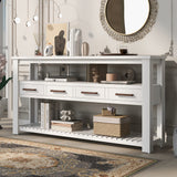 U_STYLE 61.5'' Large Entryway Table with 4 Drawers,Painted Console Table with 3-Tier Open Shelves and Metal Handles,Versatile Hallway Sofa Table for Living Room, Bedroom, Foyer and Kitchen SolidRoot Buy Furniture USA