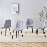 Luxury Simple Chair - Set of 4 Light Gray Linen-Cotton Material High Resilience Dining Chair with Metal Black Leg.Integral metal leg architecture,Suitable for interior decoration styles.W1151P262614 SolidRoot Buy Furniture USA