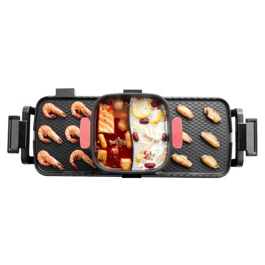 Hot Pot with Grill 2300W 2-in-1 Electric Smokeless BBQ Pan with Removable Pot - SolidRoot Buy Furniture USA