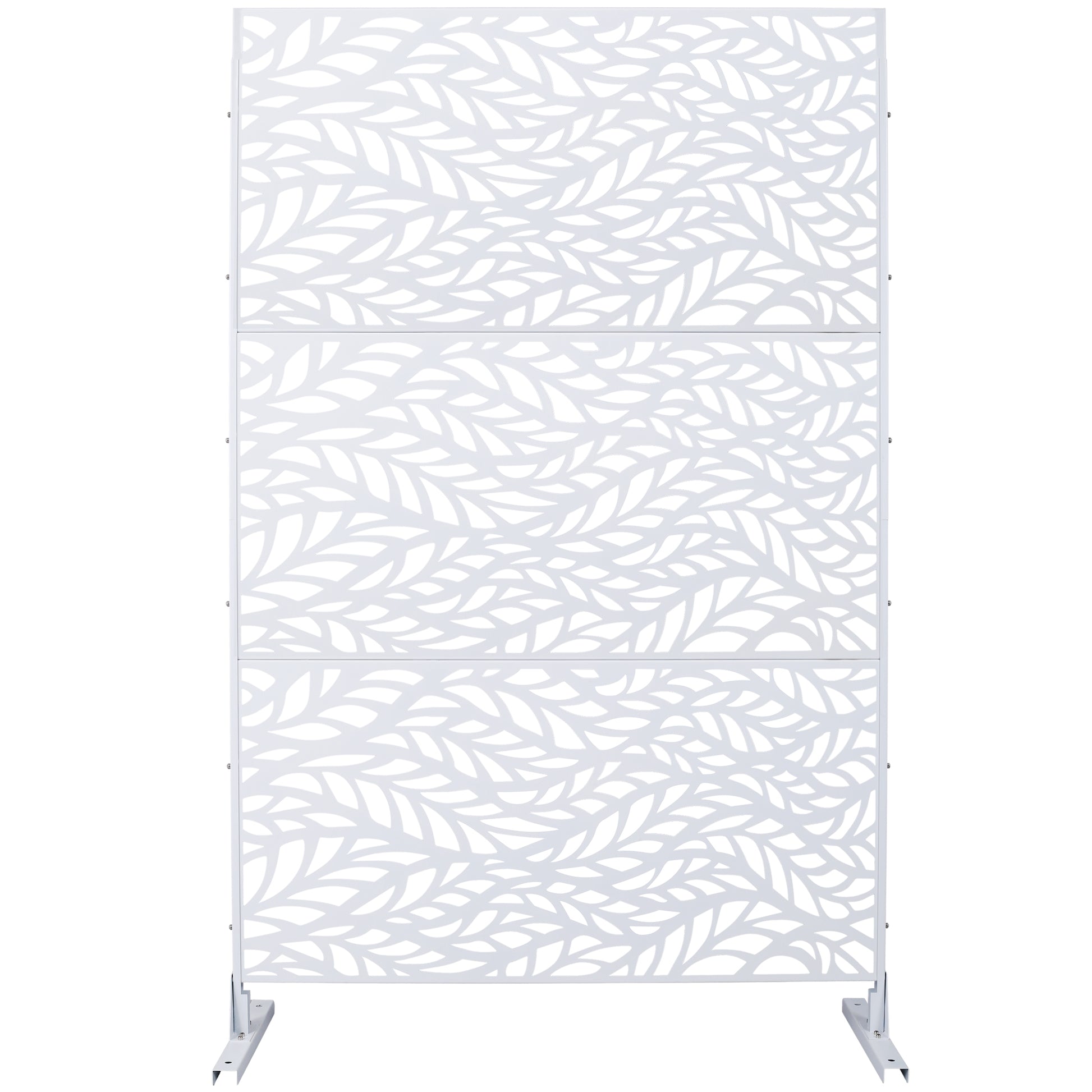 Outdoor & Indoor Privacy Screen Metal Privacy Screen 76' H×48' W, Freestanding Decorative Privacy Screen for Deck Balcony Patio, Privacy Fence Panels for Outside Lawn Garden PS110 WHITE SolidRoot Buy Furniture USA