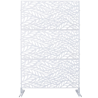 Outdoor & Indoor Privacy Screen Metal Privacy Screen 76' H×48' W, Freestanding Decorative Privacy Screen for Deck Balcony Patio, Privacy Fence Panels for Outside Lawn Garden PS110 WHITE SolidRoot Buy Furniture USA
