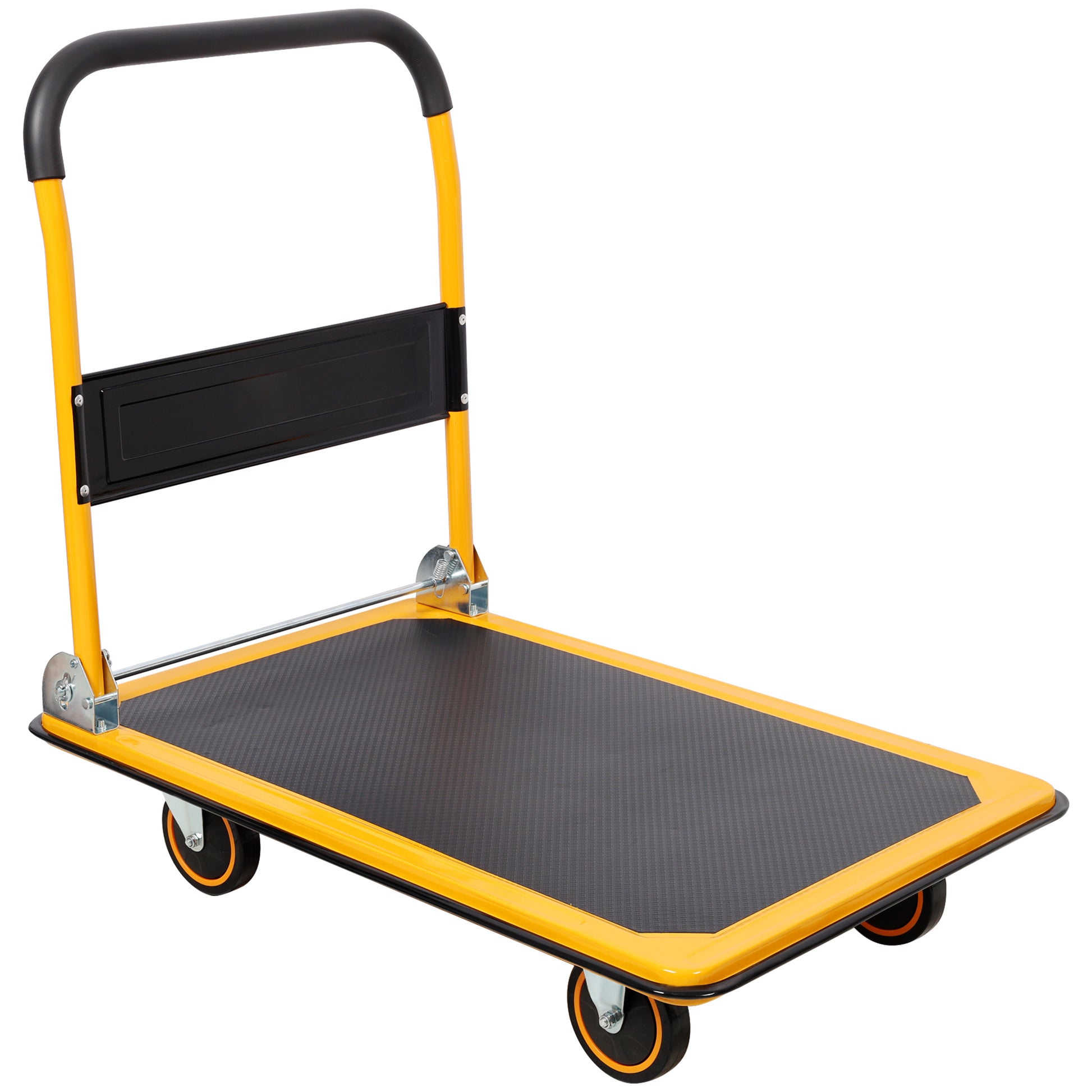 Foldable Platform Truck Push Dolly 660 lb. Weight Capacity Black and Yellow SolidRoot Buy Furniture USA
