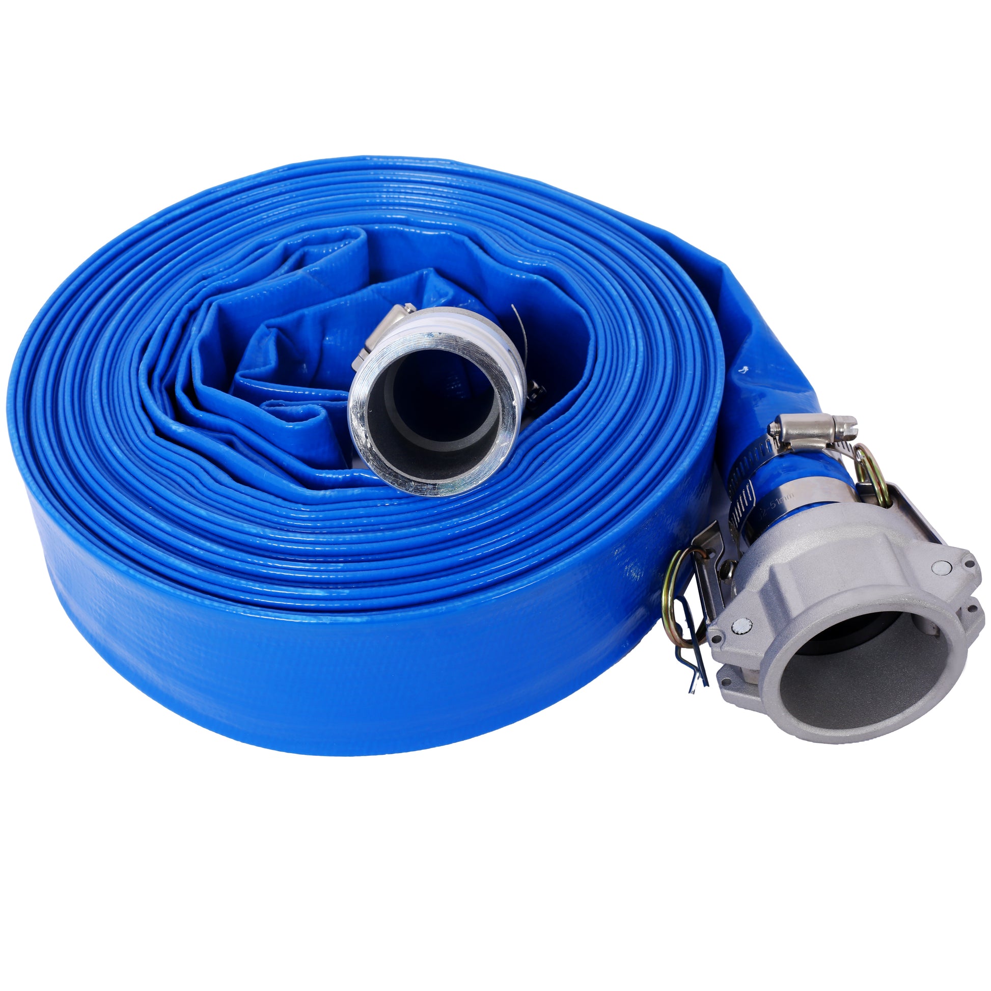 2'x50Ft  Pool Backwash Hose, Heavy Duty Reinforced Blue PVC Lay Flat Water Discharge Pump Hoses For Swimming Drain Pools and Clean Filters, with Aluminum Camlock C and E Fittings SolidRoot Buy Furniture USA