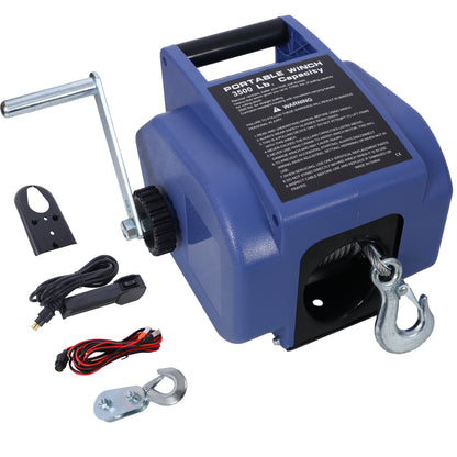 Reversible Electric 12V Trailer Winch for Boats up to 6000 lbs with Galvanized Wire Rope and Blue Plastic Casing SolidRoot Buy Furniture USA