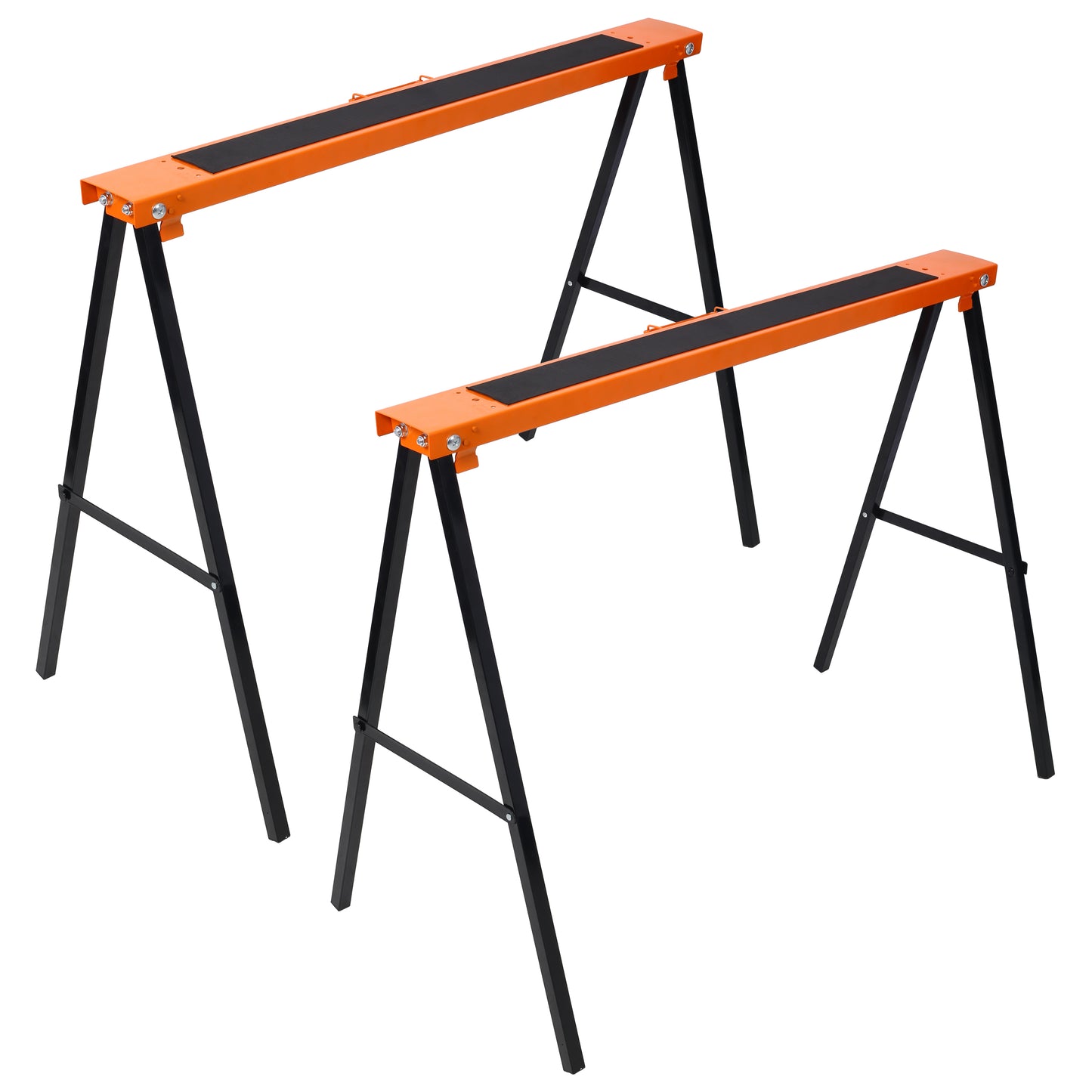 Saw Horses 2 Pack, Folding Portable Work Horse with Fast Open Legs, Convenient Handle, Heavy Duty Steel Sawhorse for Garage, Workshop, Fully Assembled,orange+black color SolidRoot Buy Furniture USA