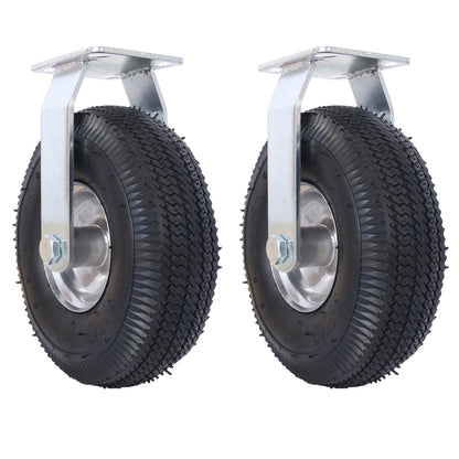 10IN CASTER pneumatic tire(2PCS RIGID), Caster Wheel, Rigid Plate, Steel Hub with Ball Bearings, 5/8-Inch Bore Centered Axle -black SolidRoot Buy Furniture USA