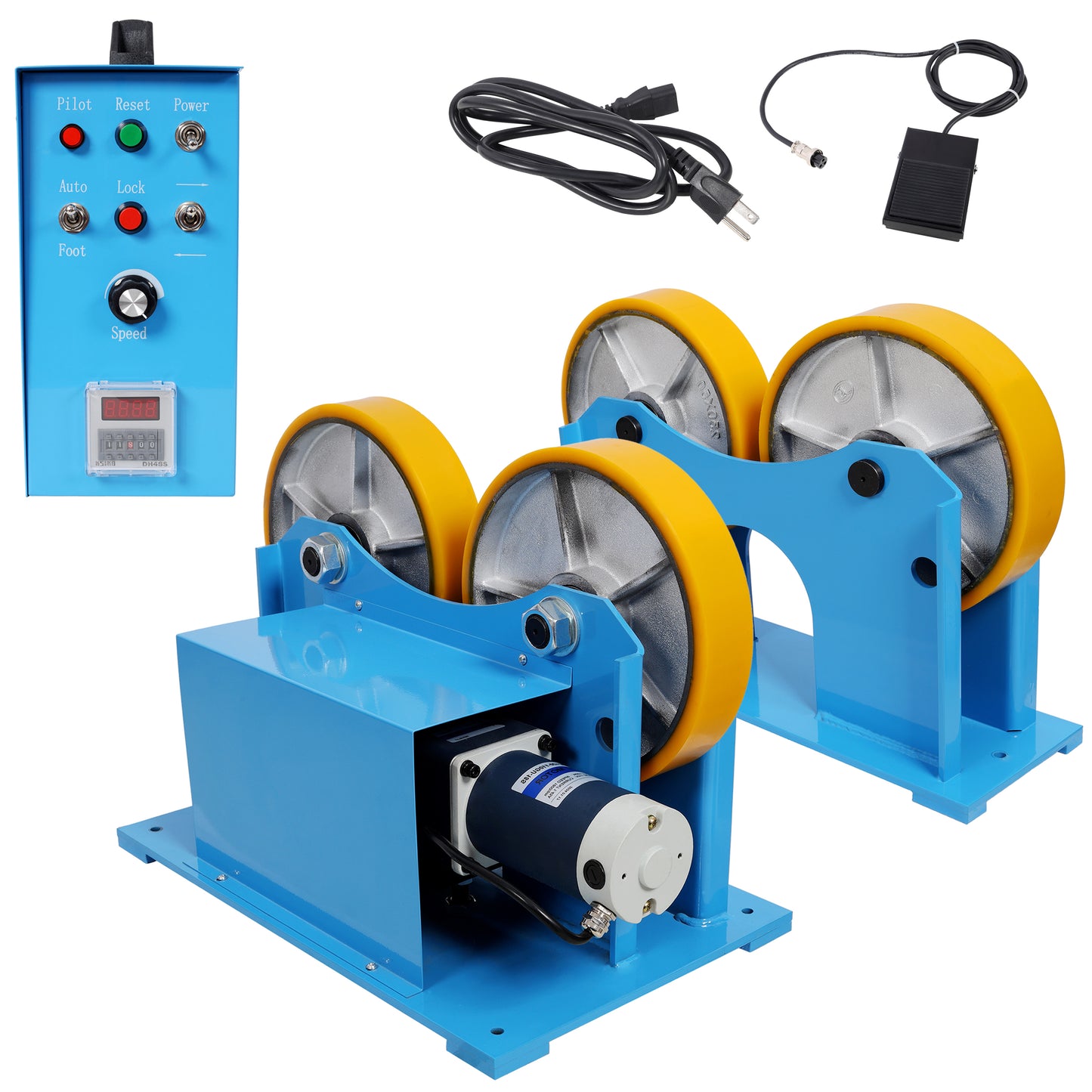 Blue Steel 110V Turning Rolls Linkage Roller with Control Box and Foot Switch, 1000KG Loading Capacity SolidRoot Buy Furniture USA