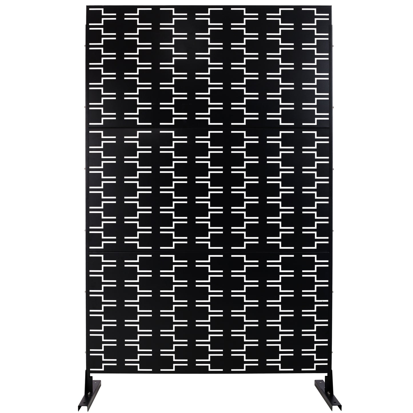 Outdoor & Indoor Privacy Screen Metal Privacy Screen 76' H×48' W, Freestanding Decorative Privacy Screen for Deck Balcony Patio, Privacy Fence Panels for Outside Lawn Garden PS112 BLACK SolidRoot Buy Furniture USA