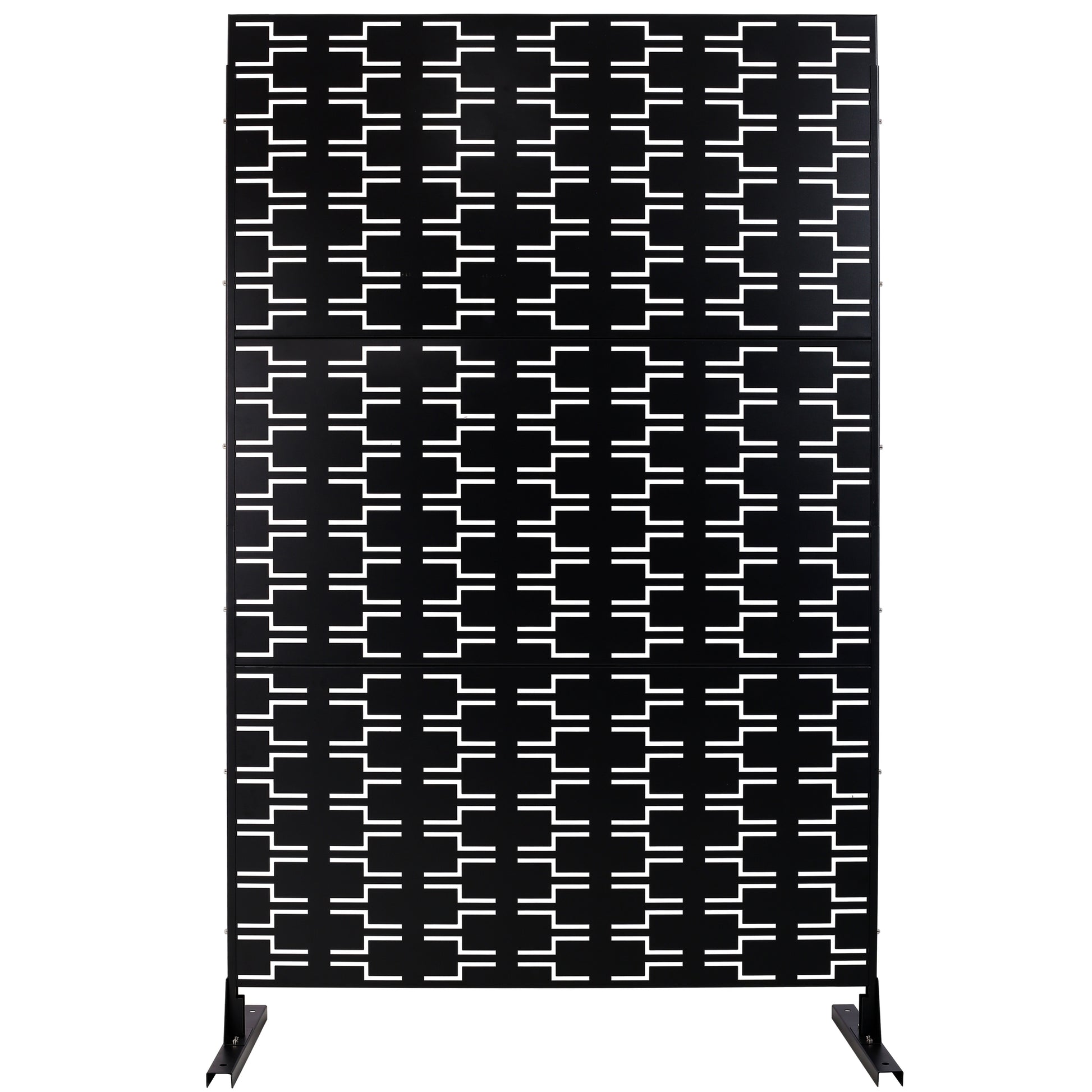 Outdoor & Indoor Privacy Screen Metal Privacy Screen 76' H×48' W, Freestanding Decorative Privacy Screen for Deck Balcony Patio, Privacy Fence Panels for Outside Lawn Garden PS112 BLACK SolidRoot Buy Furniture USA