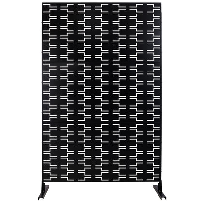Outdoor & Indoor Privacy Screen Metal Privacy Screen 76' H×48' W, Freestanding Decorative Privacy Screen for Deck Balcony Patio, Privacy Fence Panels for Outside Lawn Garden PS112 BLACK SolidRoot Buy Furniture USA