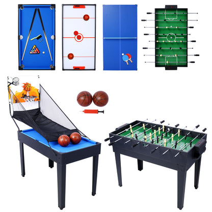 5-in-1 Multi-Game Table - Billiards, Push Hockey, Foosball, Ping Pong, and Basketball black/blue SolidRoot Buy Furniture USA