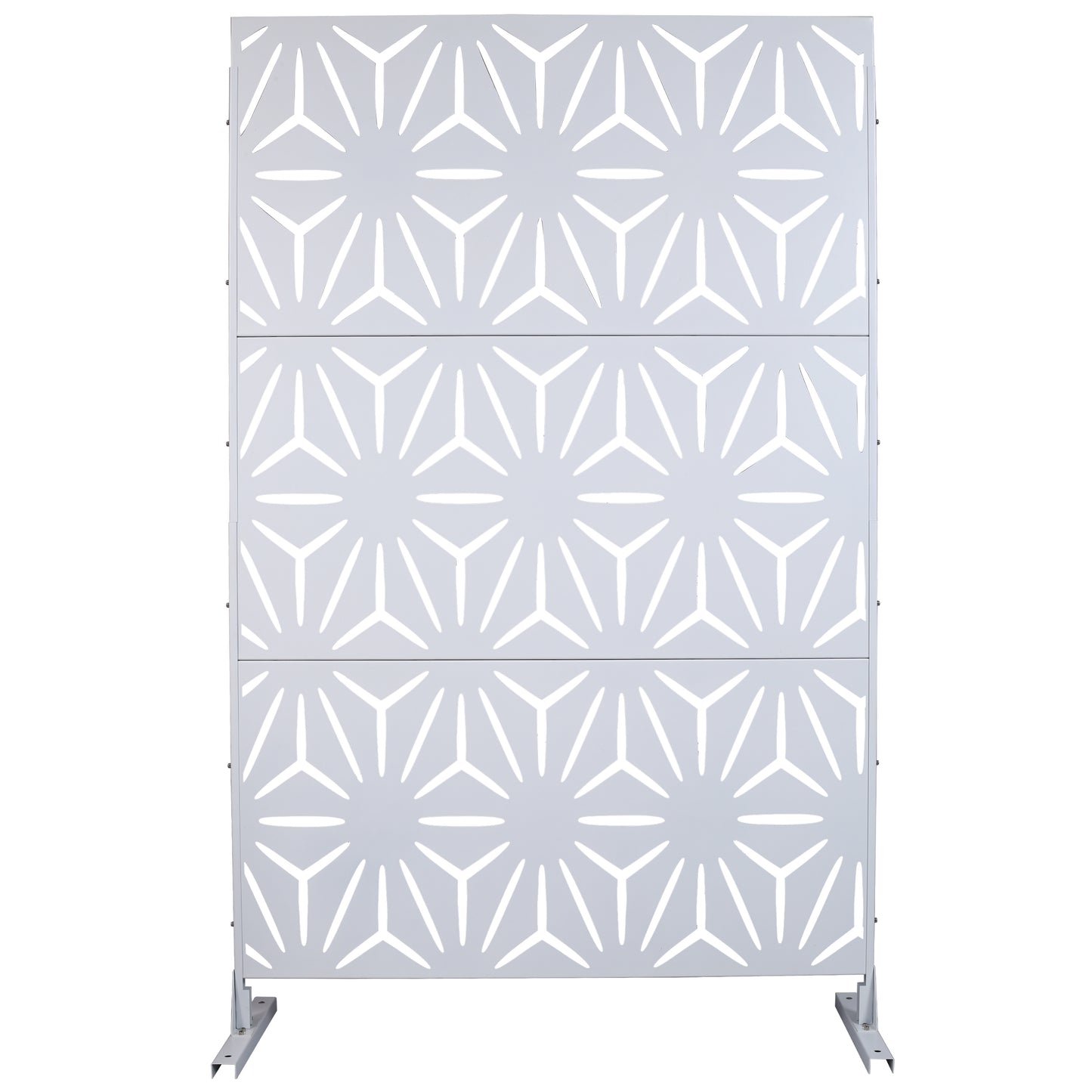 Outdoor & Indoor Metal Privacy Screen 76' H×48' W in White, Freestanding Decorative Panels for Deck, Balcony, Patio, Lawn, and Garden SolidRoot Buy Furniture USA