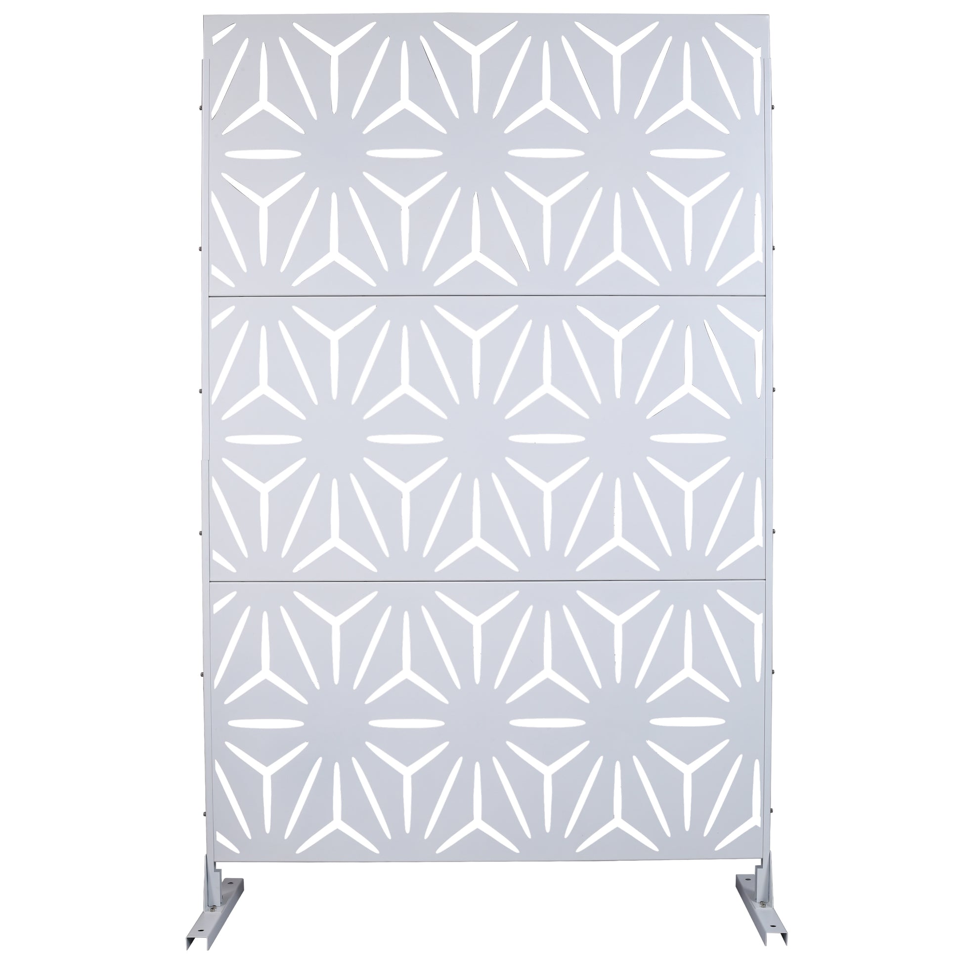 Outdoor & Indoor Metal Privacy Screen 76' H×48' W in White, Freestanding Decorative Panels for Deck, Balcony, Patio, Lawn, and Garden SolidRoot Buy Furniture USA