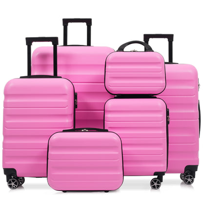 6-Piece ABS Hardshell Luggage Set - Lightweight & Durable Suitcases with Dual Spinner Wheels, Carry-On & Check-In Sizes for Travel & Business SolidRoot Buy Furniture USA