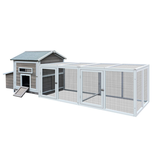 118＂Wooden Chicken Coop Outdoor Hen House Poultry Cage with Free-range Doors, Nesting Box,Leakproof Pull-on Tray - SolidRoot Buy Furniture USA