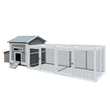 118＂Wooden Chicken Coop Outdoor Hen House Poultry Cage with Free-range Doors, Nesting Box,Leakproof Pull-on Tray - SolidRoot Buy Furniture USA