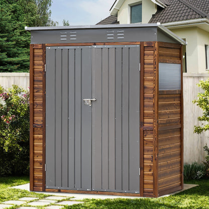 3*5FT Iron-Wood Combination Tool Shed – A Perfect Blend of Nature and Functionality SolidRoot Buy Furniture USA