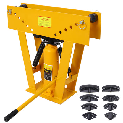 16 Ton Pipe Tube Bender Manual Hydraulic, Piping Bending Exhaust Tube Fabric w/8 Dies(1/2,3/4,1,1-1/4,1-1/12,2,2-1/2,3) Adjustable Rollers 90-180 Degree Bend Steel Iron Metal Ratcheting,yellow SolidRoot Buy Furniture USA