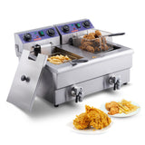 Commercial Electric Deep Fryer Countertop Deep Fryer with Dual Tanks 3000W SolidRoot Buy Furniture USA