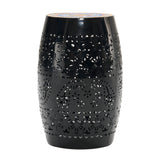 Boho Mosaic 12' Side Table with Ceramic Tile Top in Black Metal Frame SolidRoot Buy Furniture USA