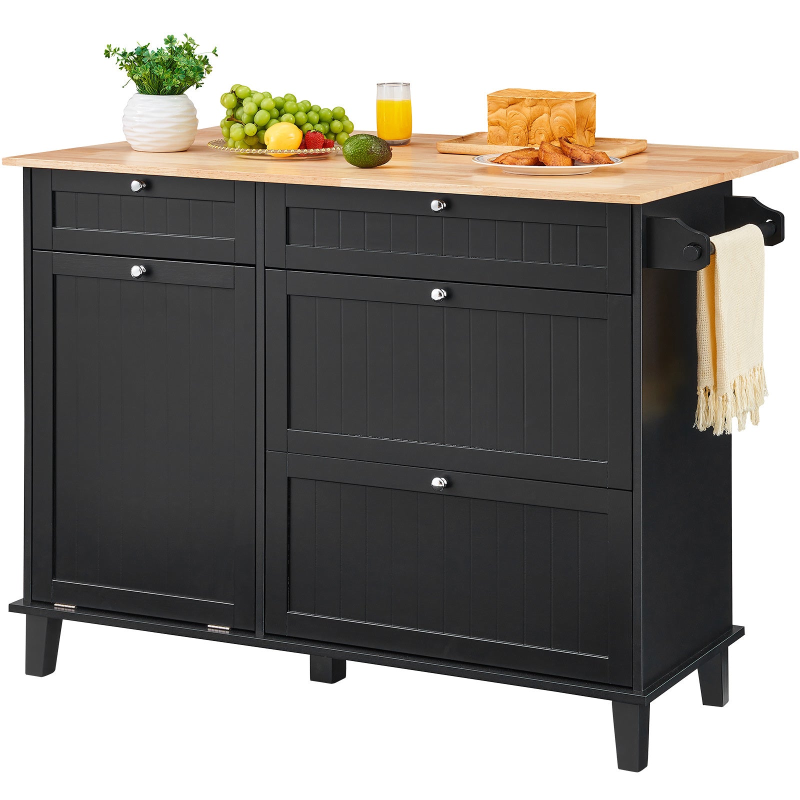 Kitchen Island Cart Storage Cabinet Serving with Drawer & Trash Cabinet - SolidRoot Buy Furniture USA